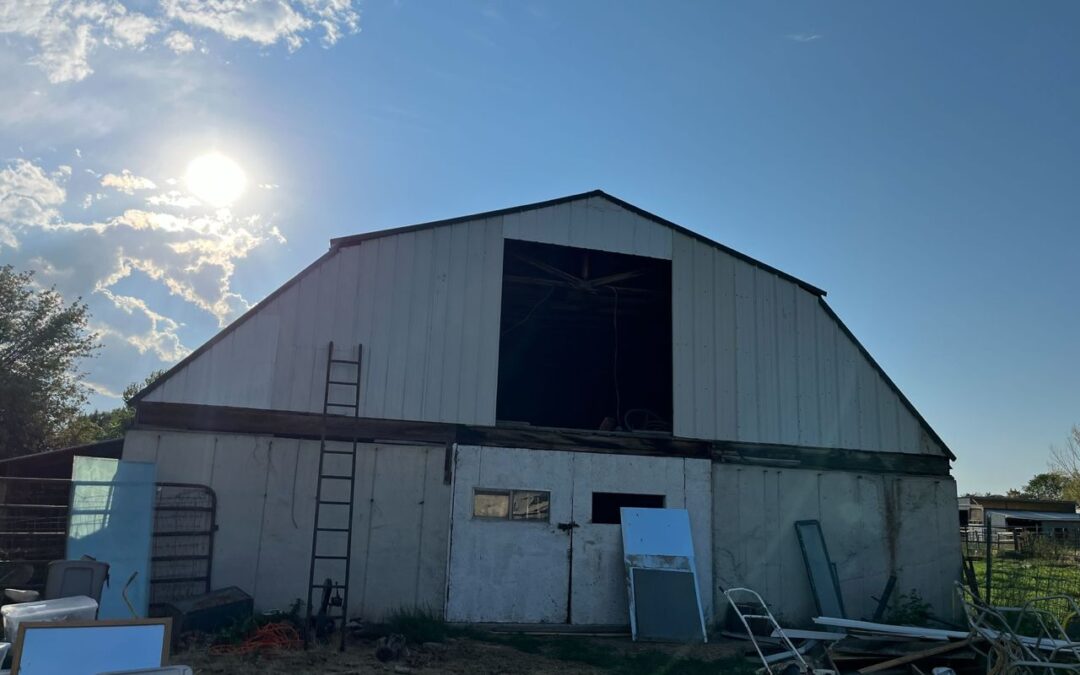 Wind Damage Repair on Barn Roof in South Jordan, Utah
