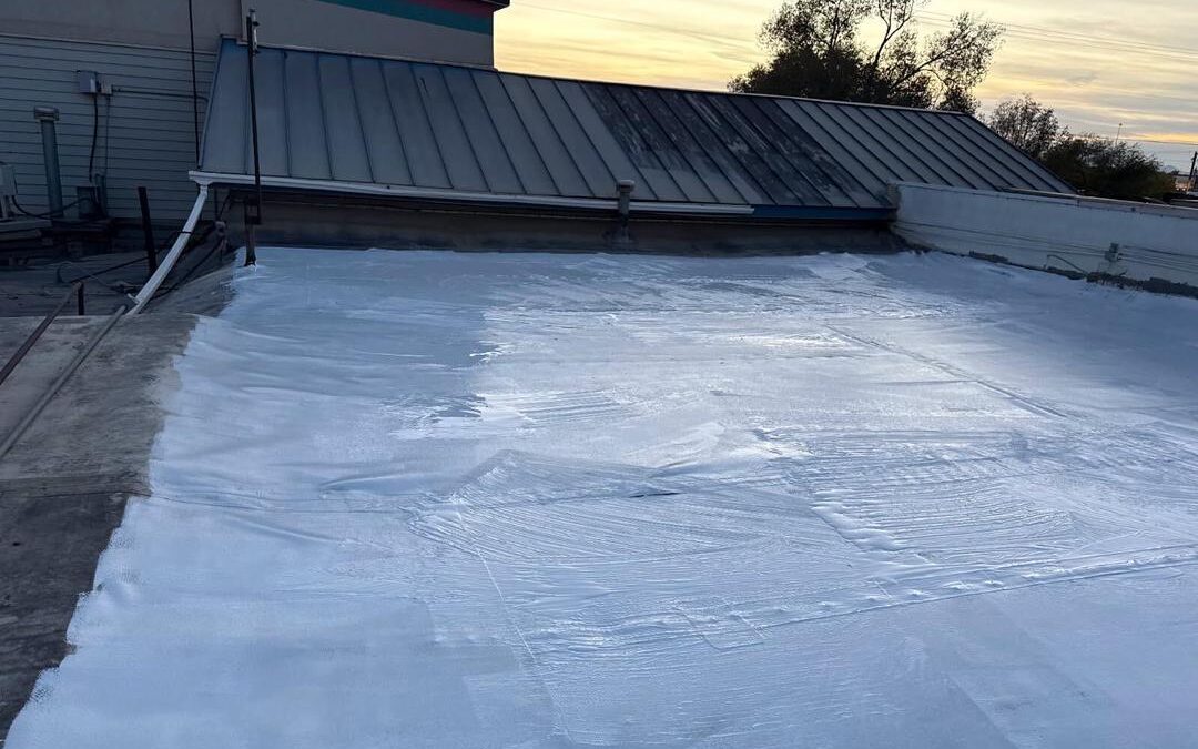 Silicone Roof Coating on Commercial Building in Salt Lake City, Utah.
