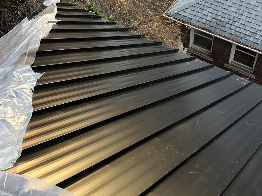 Standing Seam Metal Roof Installation in Salt Lake City, Utah, 1½” Snap Lock Panels in Dark Bronze