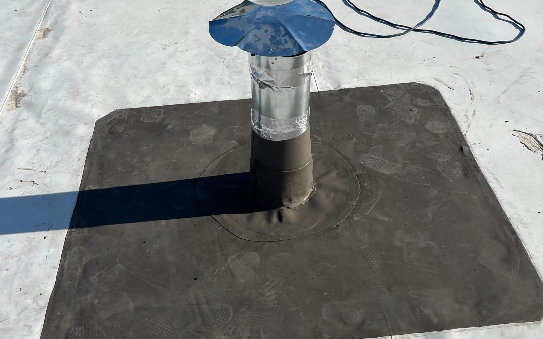 Before & After TPO Roof Repairs Completed in Brigham City, Utah.